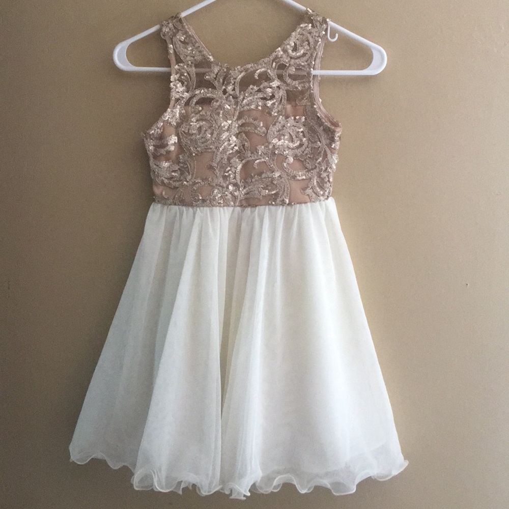 Girls cream and gold dress